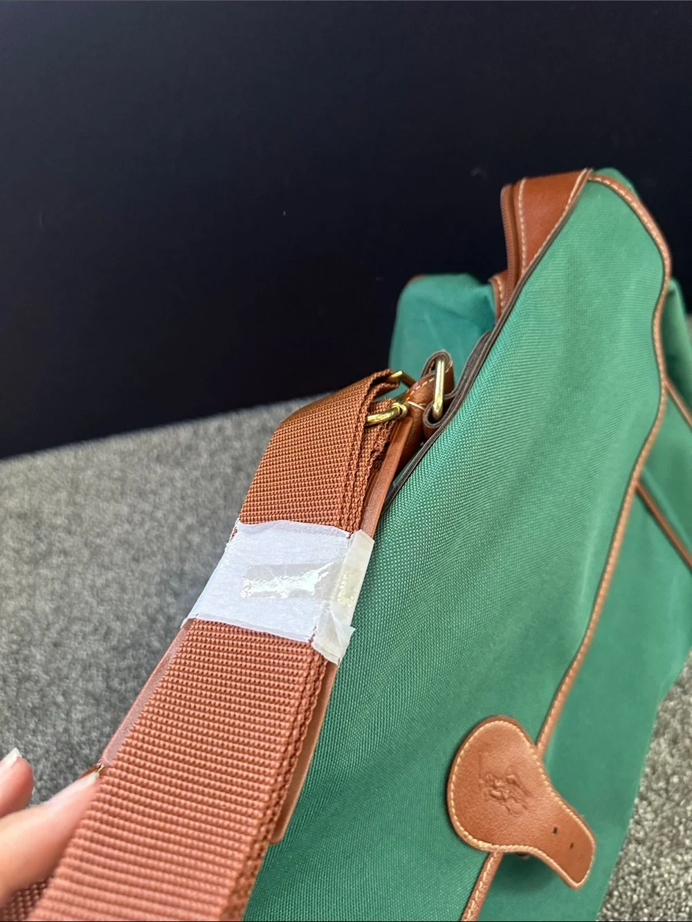 Polo by Ralph Lauren Green Canvas Duffel with Brown Leather Trim - Picture 6 of 6